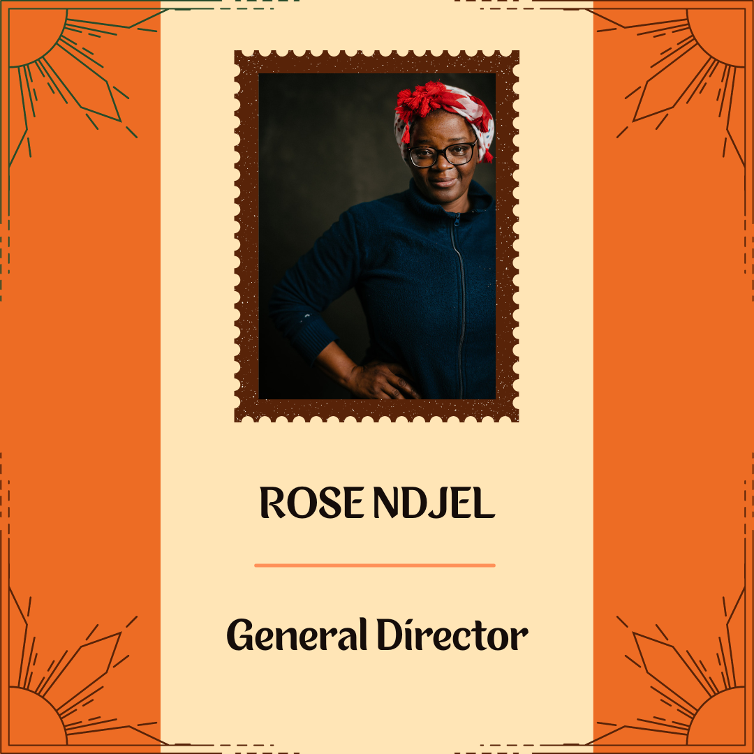 Directrice générale d'Afrique au Féminin Rose Ndjel fait face devant avec une main sur la hanche avec un regard déterminé.